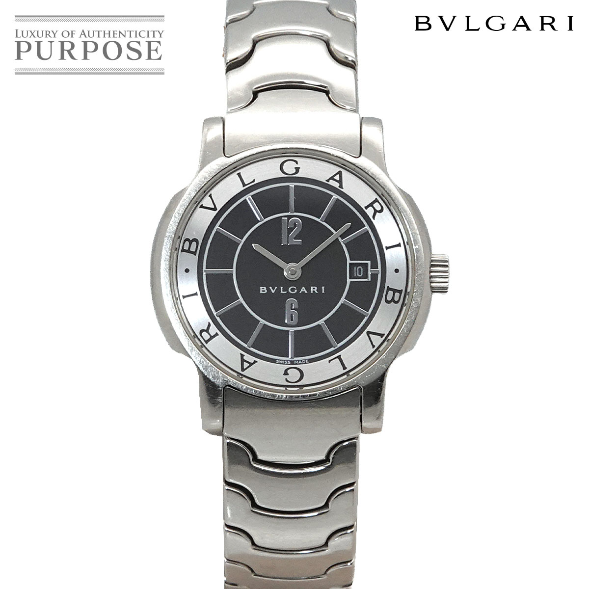 ブルガリ BVLGARI ソロテンポ ST29S レディース 腕時計 デイト ブラック クォーツ ウォッチ Solo tempo 【中古】