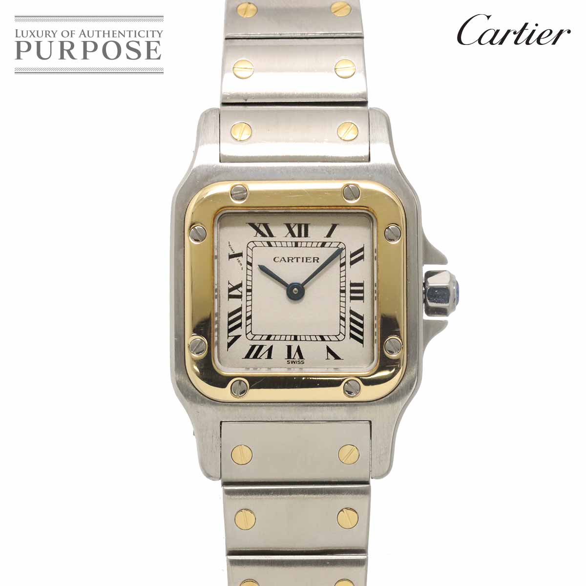 カルティエ Cartier サントスガルベSM W20012C4 コンビ レディース 腕時計 アイボリー K18YG イエローゴールド クォーツ ウォッチ Santos Galbee 【中古】