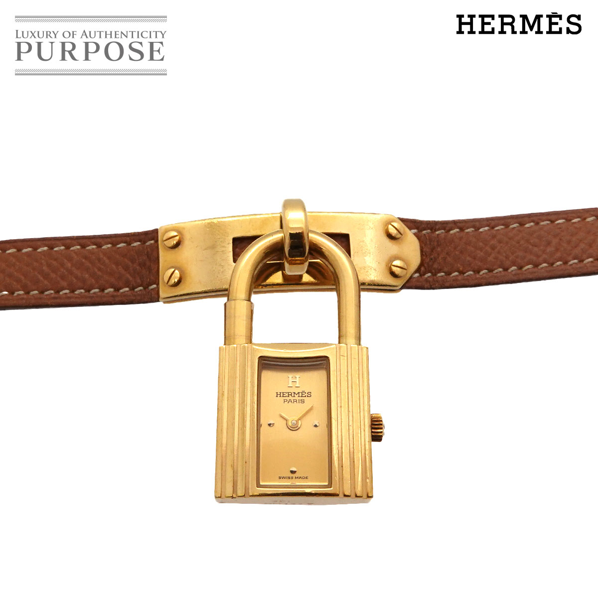 エルメス HERMES ケリーウォッチ ヴィンテージ レディース 腕時計 ゴールド ブラウン クォーツ ウォッチ カデナ Kelly Watch 【中古】