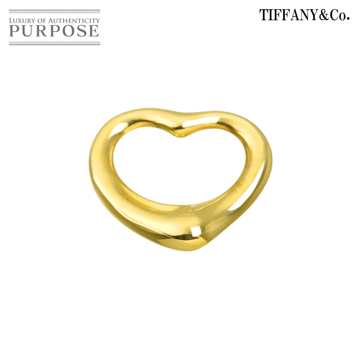 【新品同様】 ティファニー TIFFANY&Co. オープンハート ペンダント トップ 15mm K18 YG イエローゴールド 750 Open Heart【中古】