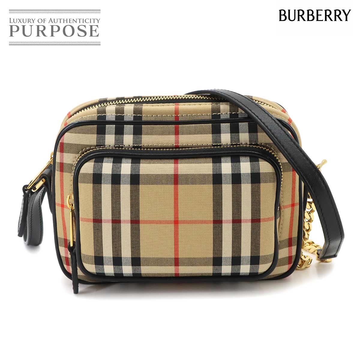 【新品】BURBERRY キャンバスレザー　バケツショルダーバッグ（ポーチ付） 新品】BURBERRY キャンバスレザー バケツショルダーバッグ（ポーチ付