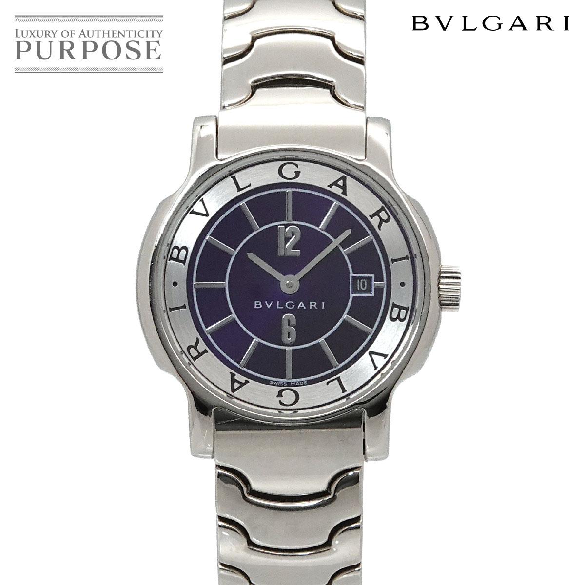 ブルガリ BVLGARI ソロテンポ ST29S レディース 腕時計 デイト ブラック クォーツ ウォッチ Solo tempo 【中古】