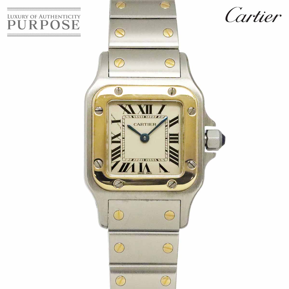 カルティエ Cartier サントスガルベSM W20012C4 コンビ レディース 腕時計 アイボリー K18YG イエローゴールド クォーツ ウォッチ Santos Galbee 【中古】