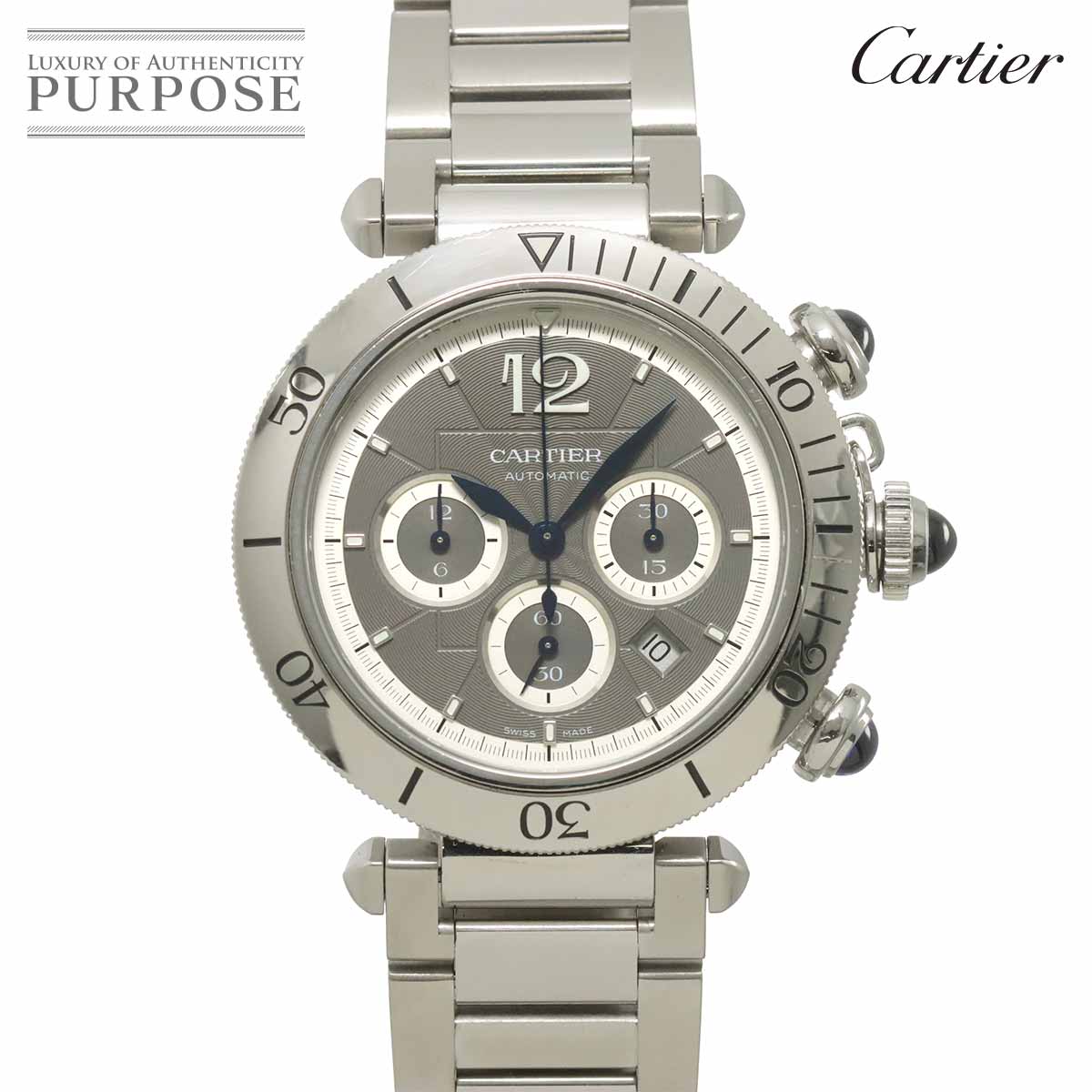 カルティエ Cartier パシャ ドゥ カルティエ クロノグラフ WSPA0027 メンズ 腕時計 デイト グレー オートマ 自動巻き Pasha 【中古】