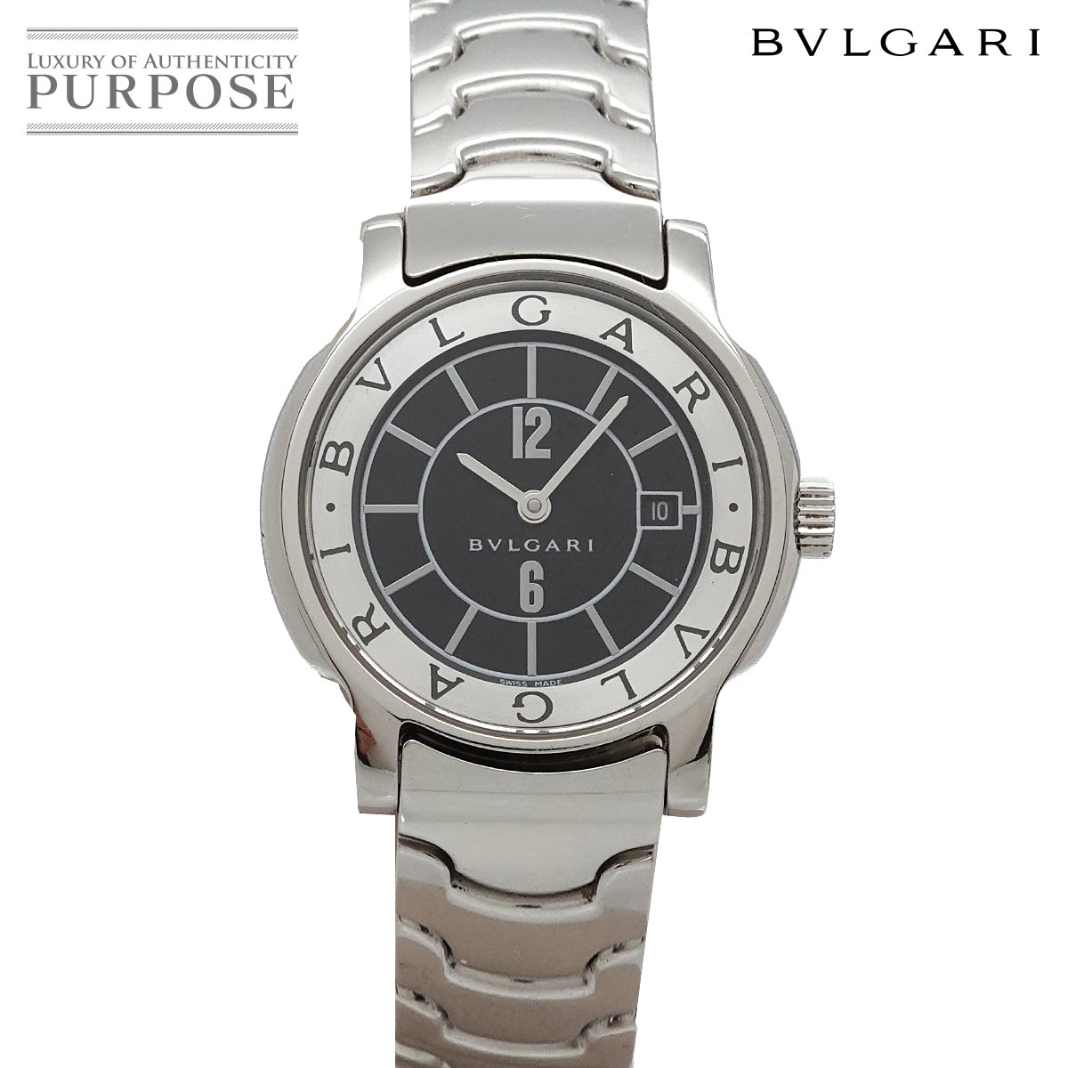 ブルガリ BVLGARI ソロテンポ ST29S レディース 腕時計 デイト ブラック クォーツ ウォッチ Solo tempo 【中古】
