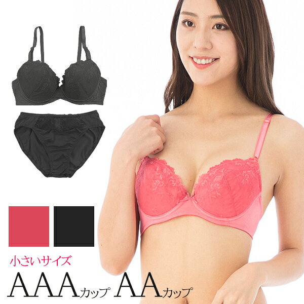 ブラジャー ショーツ セット 小さいサイズ エテル【メール便可9】( AAA65 AAA70 AA65 AA70 AA75 AA80 AAAカップ AAカップ ピンク ブラック 小胸 寄せ 上げ ブラ ジュニア 高校生 ブラショーツ プチサイズ 黒 レース 可愛い セットアップ )