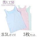 < 美人工房 > しなやかフィットタンクトップ3色セット ( L-LL 3点 3色 3枚 下着 ランジェリー レディース タンク 寝るとき 部屋着 着心地重視 ...