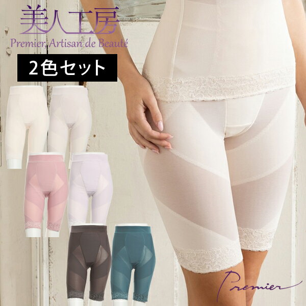< 美人工房 > いい肌あったか ロングガードル 2色セット ( 骨盤 骨盤ガードル 骨盤補正 骨盤矯正 ベージュ プラム ローズ ぽっこりお腹 腰痛 産後ガー...