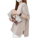 Tシャツ レディース 半袖 【逆V裾スリット・Oversizeで体型カバー・癒しの綿触り】トップス カットソー 春 夏 丸襟 大きいサイズ 着痩せ 丸首 コットン 薄手 通気性 吸汗速乾 透けない オ