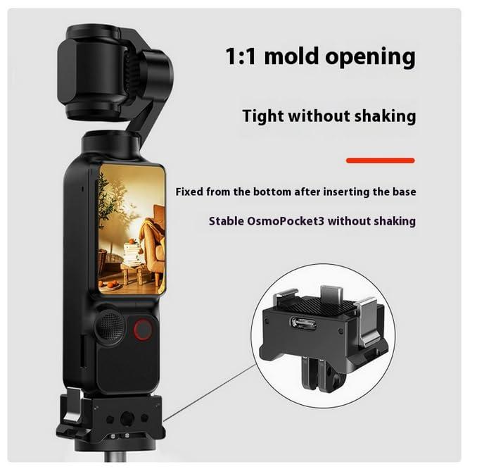 Osmo Pocket 3 用アダプターマウント 充電ベース マウントアダプター マウントベース,付き Type-Cポート/1/4ネジ穴 /Goproコネクター,三脚や自撮り棒などに取り付け可能,充電しながら撮影可能