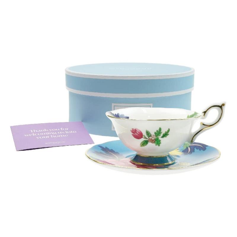 ウェッジウッド (Wedgwood) ワンダーラスト サファイア ガーデン ティーカップソーサー [並行輸入品]