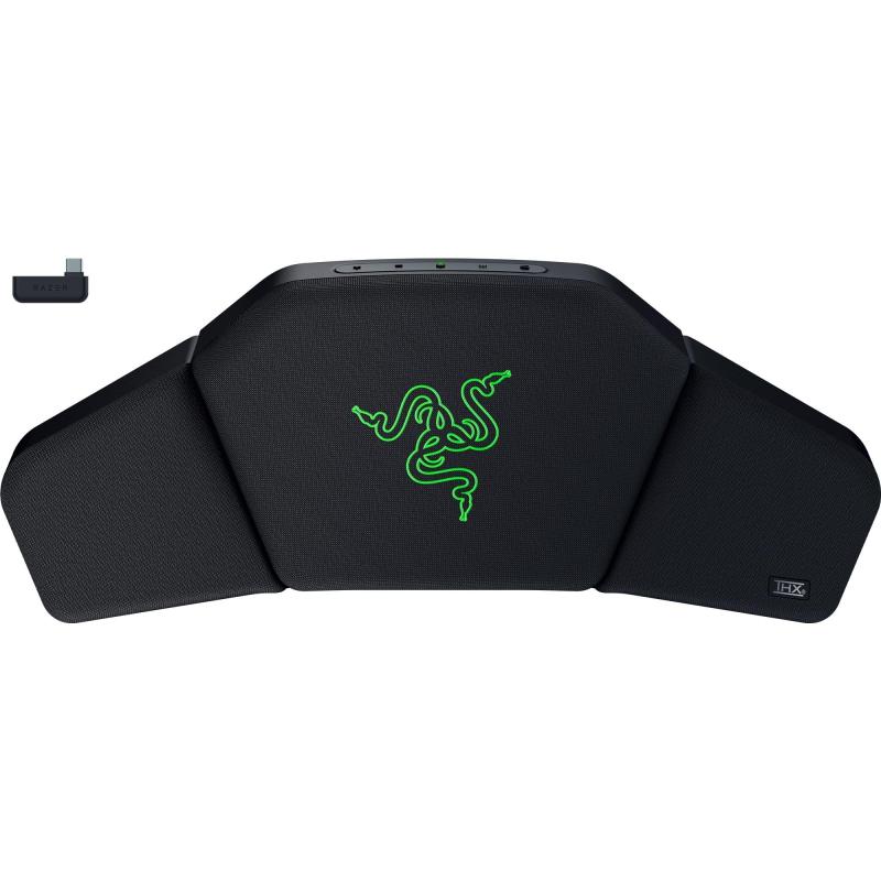 Razer レイザー Clio ワイヤレススピーカー ゲーミングチェア ヘッドクッション HyperSpeed Bluetooth 没入感が楽しめる ニアフィールドデュアルスピーカー内蔵 THX SPATIAL AUDIO 対応 43mm フルレンジド【クッションがもたらす没入感】 THX Spatial Audio 対応ワイヤレススピーカーヘッドクッション、Razer Clio で没入感に浸りましょう。パワフルなフルレンジドライバー 2 基を独自のフォームファクタに搭載した、トップクラスのゲーミングチェア用アクセサリで没頭しながら快適に過ごせます。【ニアフィールドデュアルスピーカー内蔵 - 没入感と聴き心地の向上】 ヘッドセットを装着したときにありがちな疲労感なく、ヘッドセットのような没入感が楽しめます。角度のついたスピーカーがサウンドを耳に直接届け、厚みのあるソフトなパッドで柔らかく、密なリスニング体験を提供します。【THX Spatial Audio 対応 - 超臨場感を実現するアコースティックワイドニングモード搭載】 高度なモードスイートにより、あらゆる角度からエンターテインメントに新たな息吹をもたらします。よりリアルなリスニング体験を提供する高度な THX イマーシブオーディオで、よりワイドなサウンドステージを楽しめます。【さまざまなオーディオセットアップに対応 - プライマリスピーカーまたはリアサラウンドスピーカーとして使用可能】 デスクまわりはすっきりとさせたいものです。Razer Clio をプライマリスピーカーとして使用したり、既存のサウンドバーや 2.0/2.1 システムを補完するリアサラウンドスピーカーにしたりできます。【アルミニウム製コーン搭載 43mm フルレンジドライバー 2 基 - ダイナミックでハイファイなサウンド】 パッシブラジエーターを備えた 2 つの大型フルレンジドライバーにより、五感を刺激するオーディオを体験できます。歯切れの良いクリアな高音域と深みのあるパンチの効いた低音域を聴き、感じるために最適化されています。【Razer HyperSpeed Wireless と Bluetooth - デバイス間のワイヤレス接続】 業界をリードする 2.4GHz 接続で、PC やコンソールでの超低レイテンシーのゲームを楽しんだり、Bluetooth に切り替えて Android で映画や音楽などに没入したりできます。【最大14 時間のバッテリー持続時間 - 長時間のエンターテインメント】 1 回のフル充電で最大 14 時間使用でき、便利な USB C 充電 (ケーブルは別売) で次のセッションに備えることもできます。