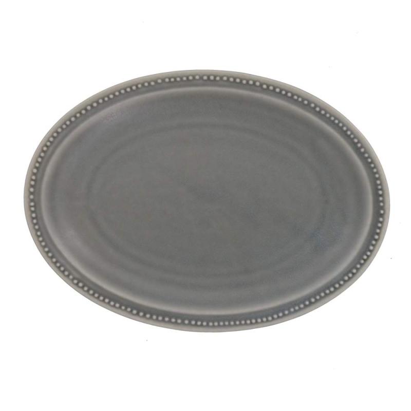 テーブルウェアイースト 楕円皿 ドット オーバルプレート 24cm 磁器 マットグレー