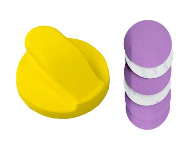 理研コランダム サンディングパッド本件＋サンディングペーパーセット125mm #80#120#240 各2枚付きセット 手研磨パッド ハンドサンディングパッド マジックテープ式 SANDING PAD