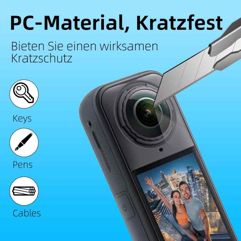KWTOUL 対応 insta360 X5 用 高級保護レンズ ガラス レンズプロテクター で傷に強い 保護ケース 保護レンズ 撥油コーティング マイク穴避け設計 高透過 自動認識 パノラマ補正対応 9H硬度