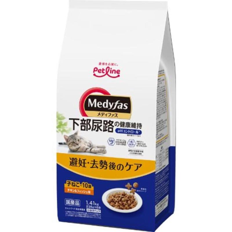 乐天商城 - メディファス 避妊・去勢後のケア 子ねこから10歳まで チキン＆フィッシュ味ドライ150g＆まぐろと若鶏ささみウェット50g×6個