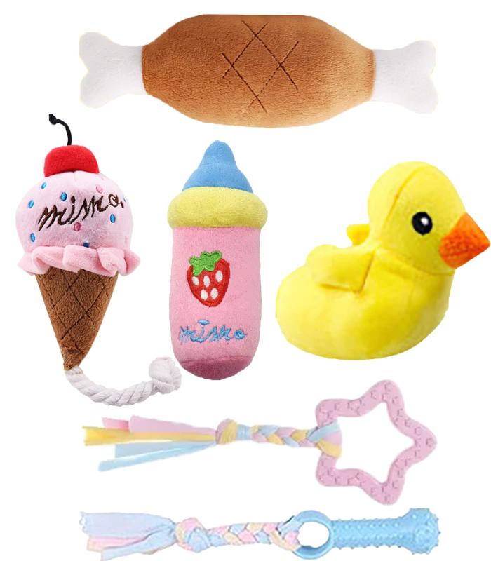 PetGround 犬のおもちゃ 6個セット 犬 おもちゃ 音の出るおもちゃ 噛む 犬おもちゃ 歯磨き 小型犬 猫 ぬいぐるみ色々な種類が6個入った犬用おもちゃセットです。 噛むと音の出るおもちゃやかわいいアヒルやソフトクリームのぬいぐるみ...