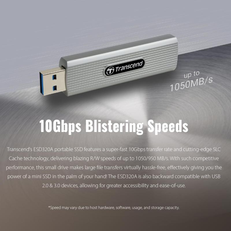 トランセンド ポータブルSSD 2TB USB 10Gbps 最大1050 MB/s Type-A メタルケース TS2TESD320A - Image 2