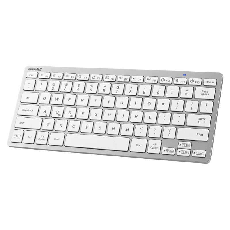 バッファロー Bluetooth5.0対応 コンパクト キーボード PC/Windows/Mac / iPhone16 対応 リモート テレワーク 在宅 US配列 シルバー BSKBB335SV