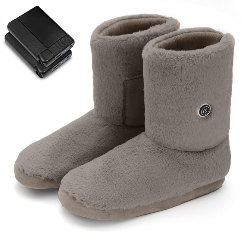 フットウォーマー コードレス 足温器 【10秒で速暖 両面発熱 電池残量が一目瞭然】 電気スリッパ バッテリー付き(8000mAh)*2個 45℃～65℃ 3段階温度調節 NTC過熱保護 足先からふくらはぎまで