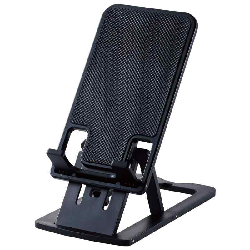 エレコム スマートフォン用スタンド ニンテンドースイッチ対応 コンパクト 折りたたみ薄型9mm 軽量 角度調整可能 高さ調節可能 ブラック P-DSCHCMPBK