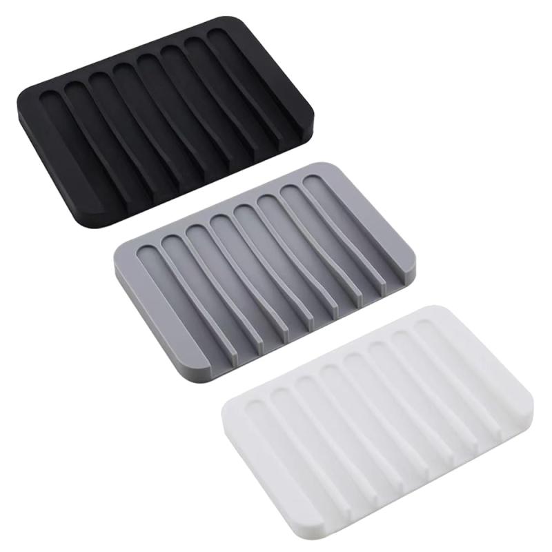 バスルーム シリコン 石鹸置き ソープディッシュ ソープトレー ソープディッシュ 石鹸置き マグネット 石鹸バーを 乾燥させたまま 清潔にシャワー 浴室 キッチン 【3個 黒 灰色 白】