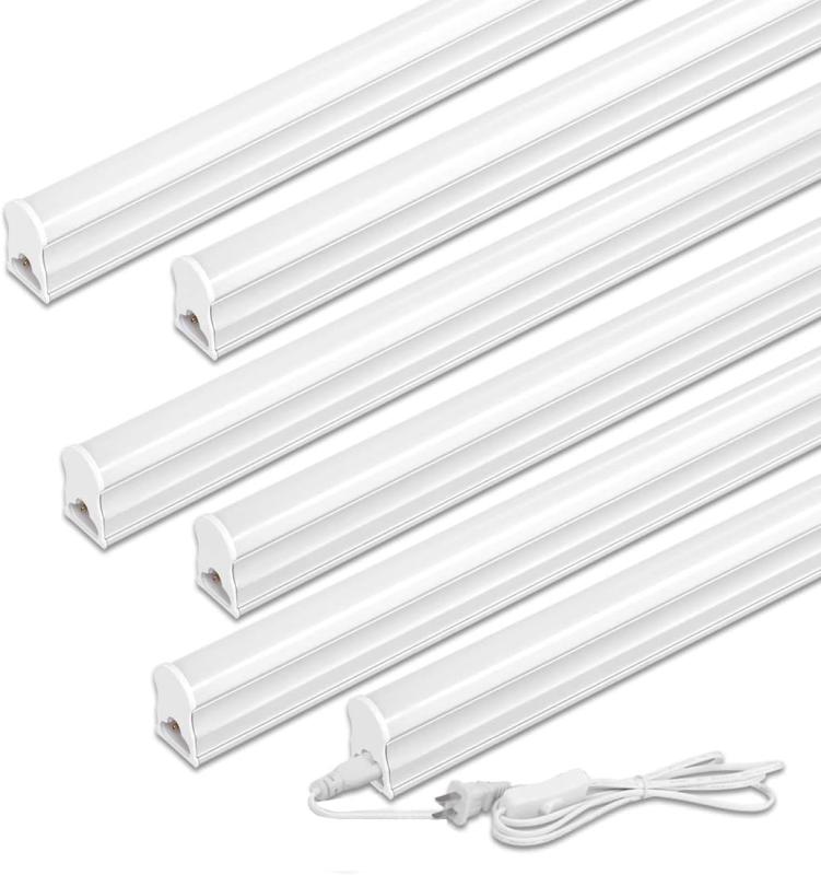Rakuten - LED蛍光灯 20W形 器具一体型LED蛍光灯 T5 LED 直管 9W led 6000K-6500K 昼光色 天井照明 バーライト ベースライト 60cm 蛍光灯器具セット led照明 工事不要 軽量 連結コード付属 スイッチ付き【6本入り】