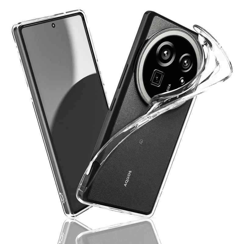 対応 AQUOS R9 PRO 用の ケース クリア カバー スマホケース AQUOS R9 PRO SH-54E SH-M30 用 ソフト クリア 全面カバー 傷つけ防止フルカバー カメラ保護 軽量 ケース 携帯カバー 透明 TPU ソフト メッキ