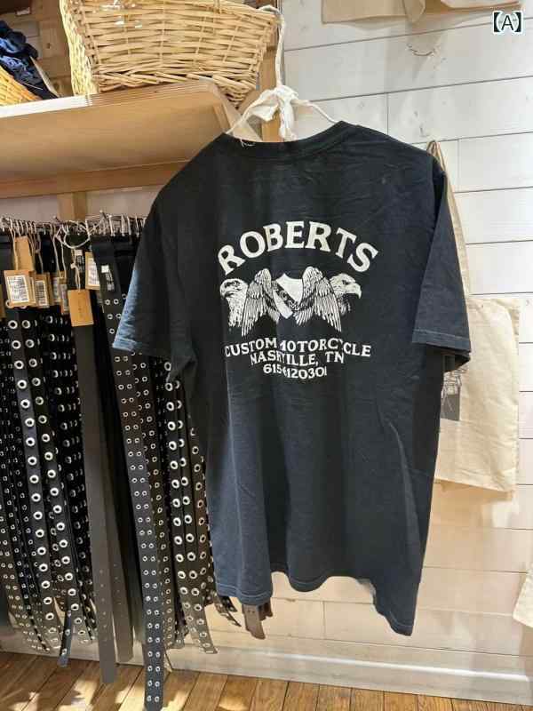 Tシャツ レディース 半袖 トップス カットソー クルーネック 丸首 チュニック丈 ロング丈 オーバーサイズ ビッグシルエット アメリカン レトロ ヴィンテージ風 プリント イーグル 鷲 カジュアル ストリート系 春 夏 ブラック インナー