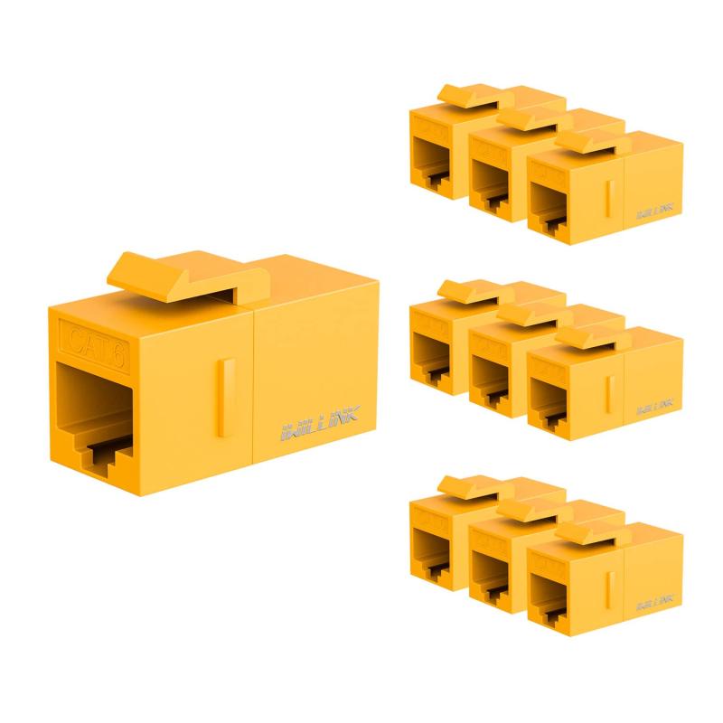 iwillink RJ45 Cat6 キーストーンカプラー LAN ケーブル用 中継 コネクタ メスからメス Cat6 キーストーン ジャック LANケーブル 延長 コネクタ アダプタUTP キーストーン カプラー インサート (10個セ