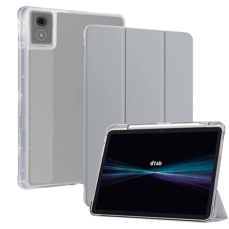 CiimWaa For NTTドコモ dtab d-51F (ディータブ) 11インチ ケース ペンホルダー付き PUレザー + PC バック 開閉式三つ折薄型スタンドケース 耐衝撃 軽量 耐汚れ オートスリープ機能 スマート保護 カバ