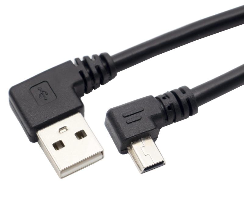 オーディオファン miniUSBケーブル L字型 mini-B-USB-A 充電 データ転送対応 L字 両端子 L型DD 約1.5m ブラック