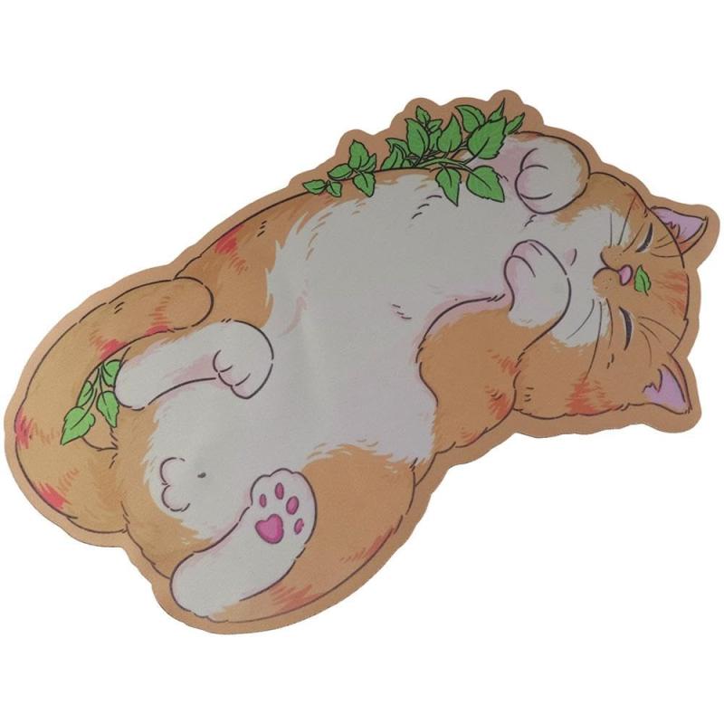 キュートでクリエイティブな猫のマウスパッド、滑り止めレザーオフィスマウスパッド、オレンジ色のデスクパッド、漫画猫のデザイン、オフィスデスクアクセサリー