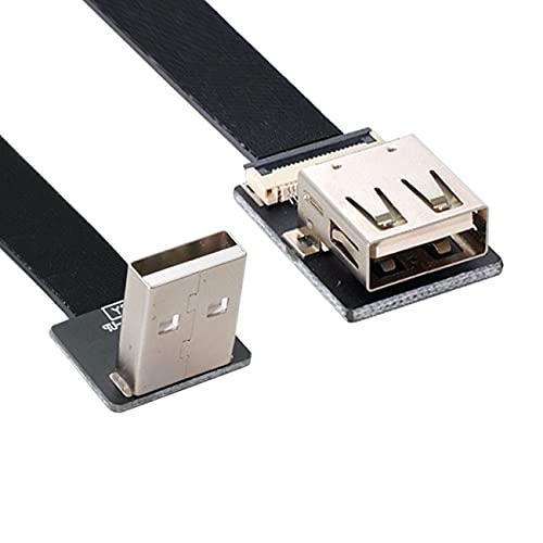 NFHK アップアングルUSB 2.0 Type-A オスからメス 拡張データフラットスリムFPCケーブル FPV & ディスク & スキャナー & プリンター用 100cm
