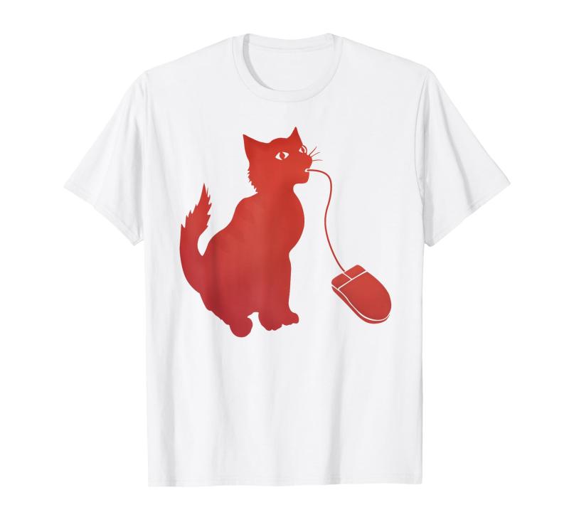 プログラマーと猫愛好家のための猫とコンピューターのマウス Tシャツ