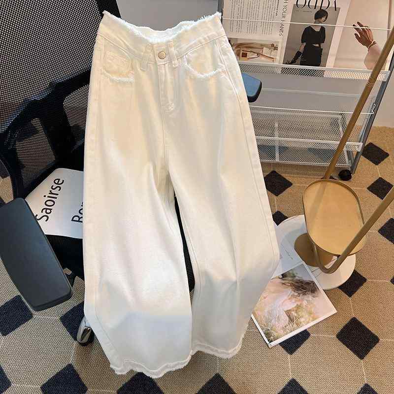・カテゴリ: 牛仔パンツ・主な素材: デニム（50%以上70%未満）・スタイル: カジュアル、ストレート・パンツ丈: ロングパンツ・ウエスト: ハイウエスト・厚さ: 薄手・デザイン特徴: カットオフ・カラー展開: レトロブルー・サイズ展開: S、M、L、XL、2XL・テイスト: レトロ、チャイニーズ