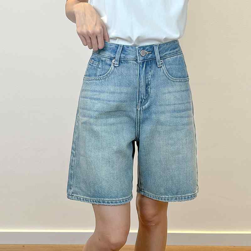 ハーフパンツ レディース テンセル テンセルデニム リヨセル ジーパン デニムパンツ 五分丈パンツ 5分丈 ボトムス 春夏 サマー ジーンズ ズボン 通気性 薄手 ゆったり 着痩せ 美脚 カジュアル ストリート アメリカン レトロ ヴィンテージ風 ライト