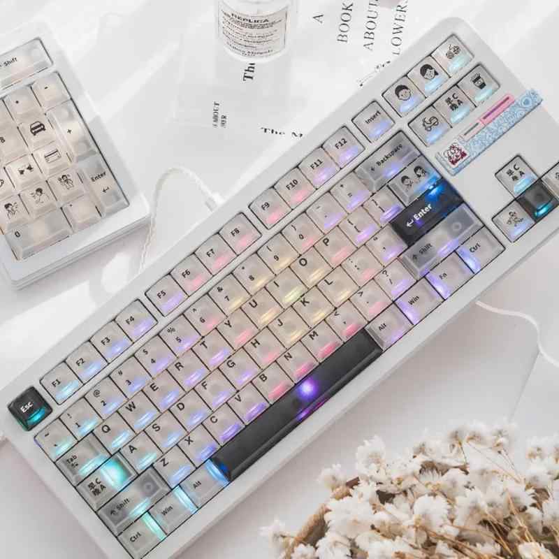 mintcap Shine Through KeyCaps メカニカルキーボード。