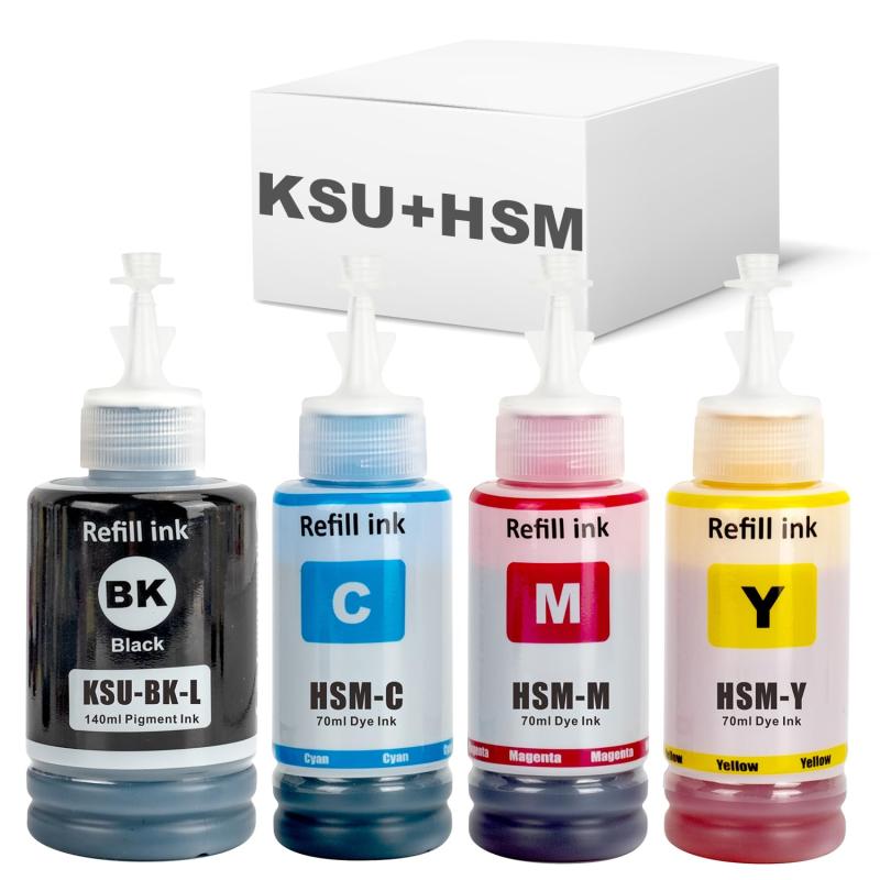 【BAALAND】エプソン用 KSU-BK-L HSM-C HSM-M HSM-Y クツ 増量 140ml ハサミ 70ml 4色セット互換インクボトル 対応機種：EW-M5071FT EW-M5071FTE EW-M660FT EW-M660FTE