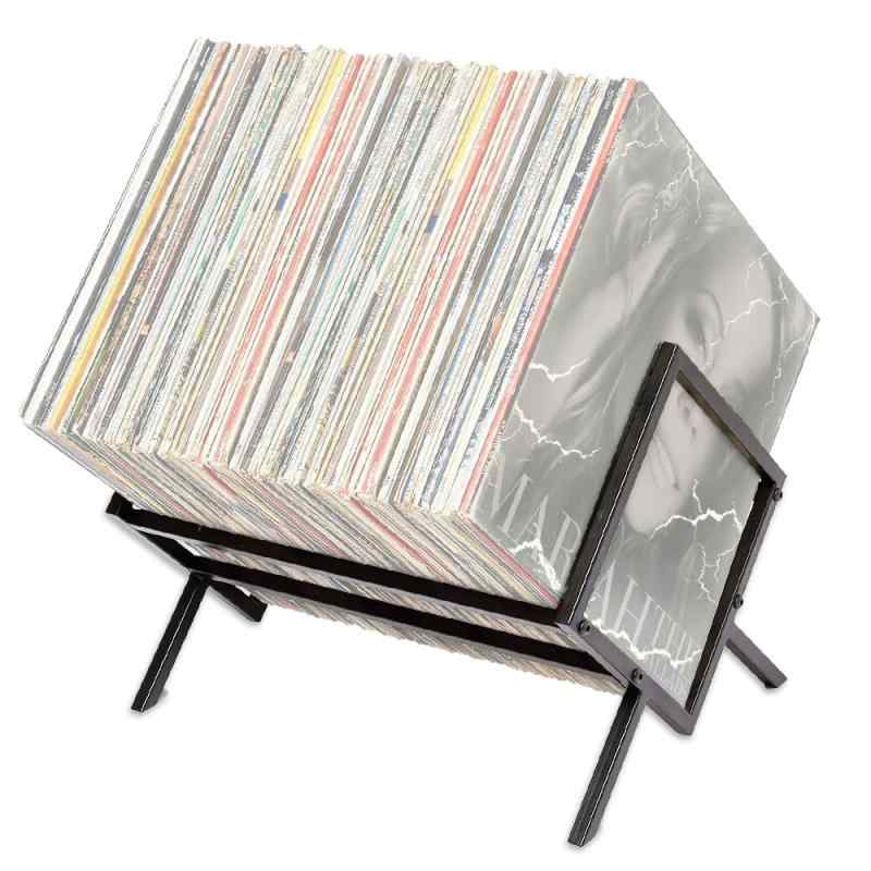 Nicheez レコード LP ラック マガジン ブック スタンド 金属製 スチール シェルフ 床置き 絵本棚 ブラック