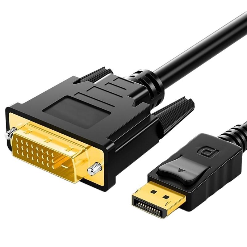 DisplayPort to DVI ケーブル オス-オス 1080 P画質 たんほうこうでんそう 耐久性 きんめっきプラグ プラグアンドプレイ テレビ ディスプレイ プロジェクタなどに対応（ブラック 1.5m）