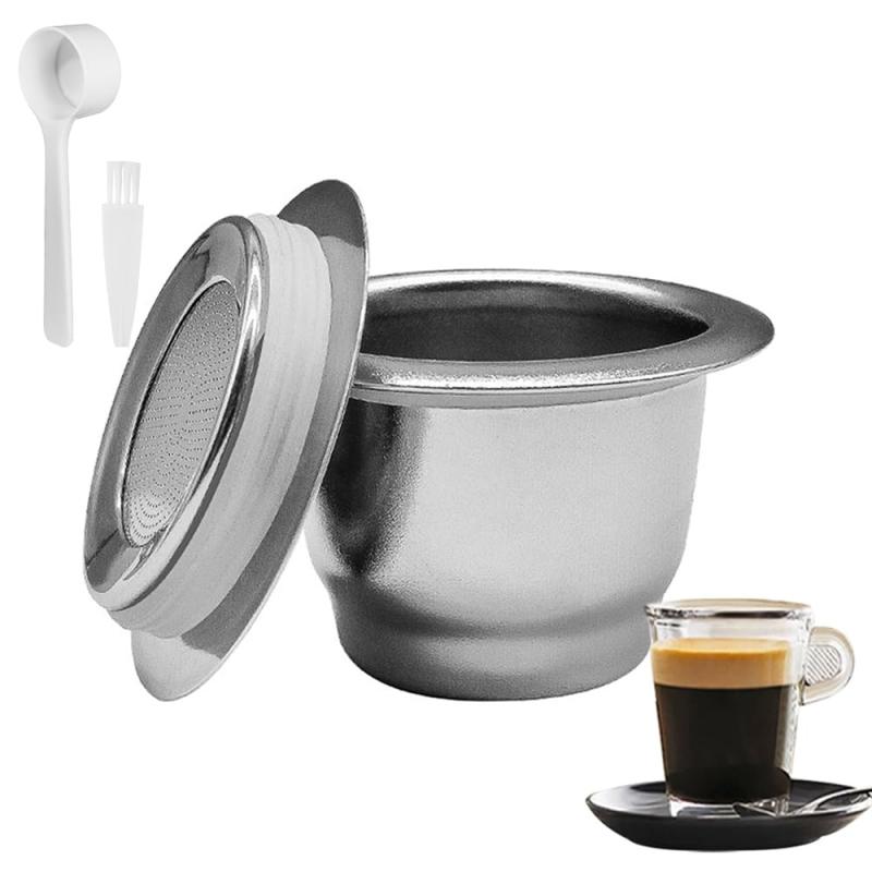 乐天商城 - コーヒーカプセル 适用于/兼容 ネスカフェ 再利用可能 持ち運びが簡単 互換カプセル コーヒーフィルター 専用 詰め替え カプセル【蓋付き スプーン付き ブラシ付き】