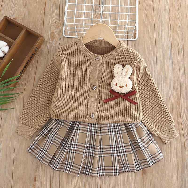 セットアップ 女の子 キッズ 子ども服 ベビー プリンセス スカートスーツ 上下セット 2点セット ニットセーター カーディガン ニットジャケット プリーツスカート ニット 秋冬 かわいい おしゃれ 通学 通園 お出かけ 普段着 暖かい