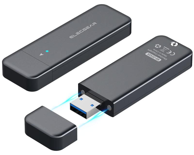 2230/2242 M.2 SSD用のUSB 3.1エンクロージャ、マグネットキャップ付きElecGearミニ外部アルミニウムアダプタケース、10Gbpsフラッシュドライブメモリスティックカードリーダーキャディーボックス