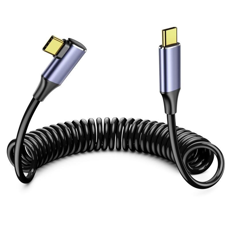 USB-C スプリングケーブル PD 100W 高速充電 480Mbps データ転送 iPhone 17/16/15/iPad Pro/MacBook Pro/Galaxy/Xperia 等対応