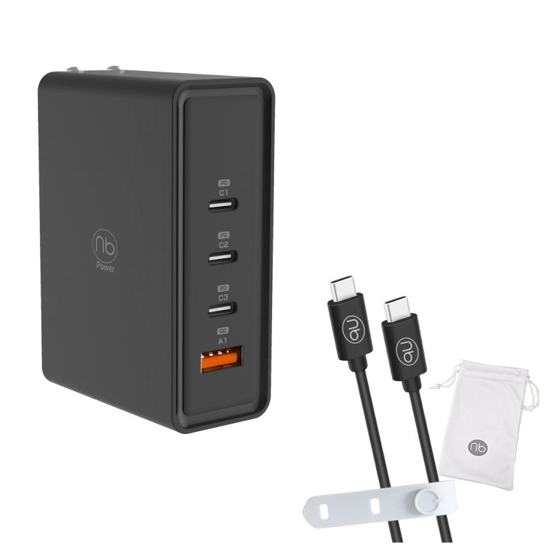 (nb) 100W 急速 充電器 Type-C 4ポート (USB-C*3/USB-A*1) PD PPS GaN 折りたたみ式プラグ iPhone16/15/14/MacBook/iPad/Galaxy/Androidその他USB-C機器対応 PSE適
