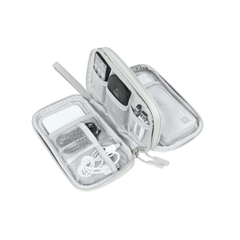 DONGFANGB 多機能収納ボックス ガジェットポーチ 3層 小物収納 擦り傷防止 大容量 防塵 防水 耐摩耗 PC周辺小物入れ 充電器 SDカード イヤホン ポータブル 収納 旅行 出張 便利