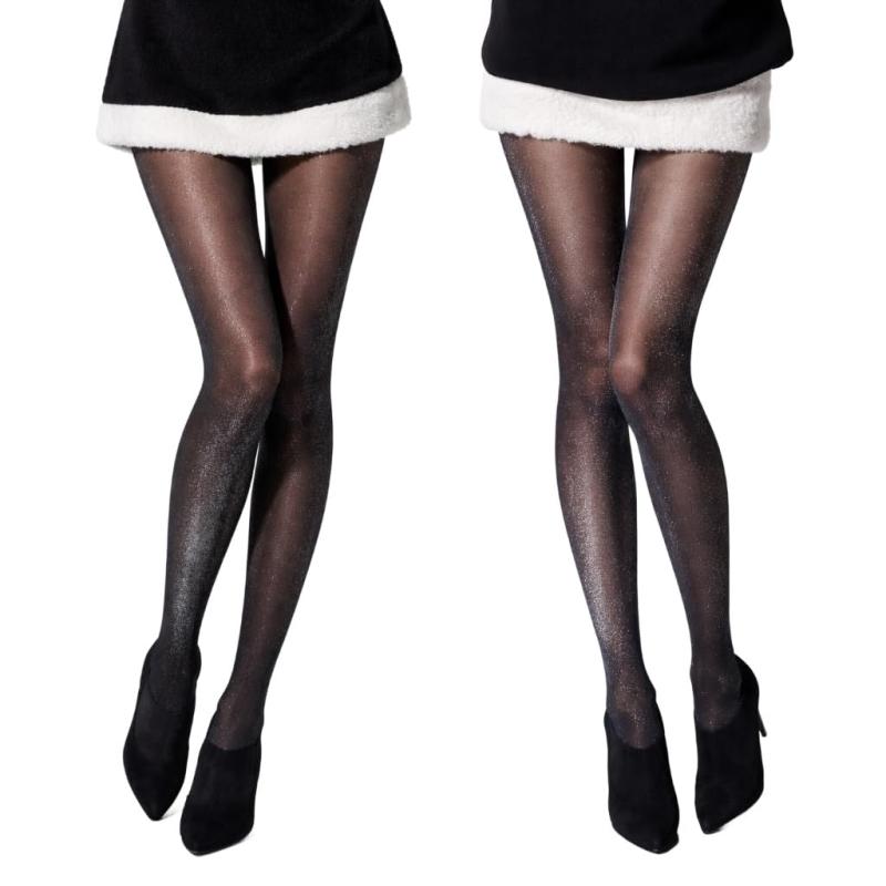 [FULL CHECK] ラメストッキング レディース ブラック パンティストッキング ゴールド ブルー 夜用 パーティー用 美脚 フリーサイズ ドレス用 黒 タイツ