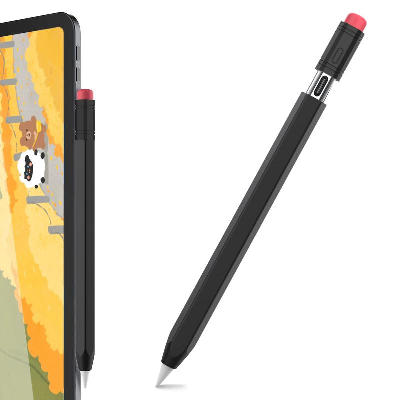 AhaStyle Apple Pencil (USB-C) 用シリコン保護ケース 鉛筆レトロデザイン 柔らかなシリコン材質 Apple Pencil (USB-C)のみに適用