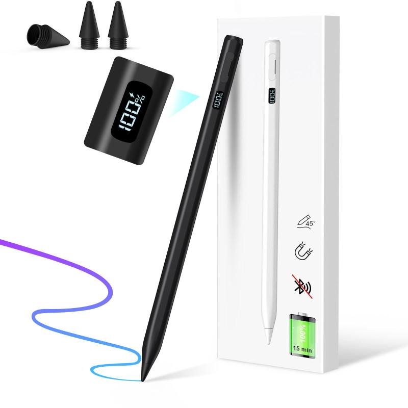 iPad ペンシル【LED電量表示・15分急速充電】MEKO iPadペン アップルペンシル Apple Pencil代替 アイパッド専用 超高感度 スタイラスペン タッチペン 2018年以降i Padに対応/傾き感知/磁気吸着/パーム
